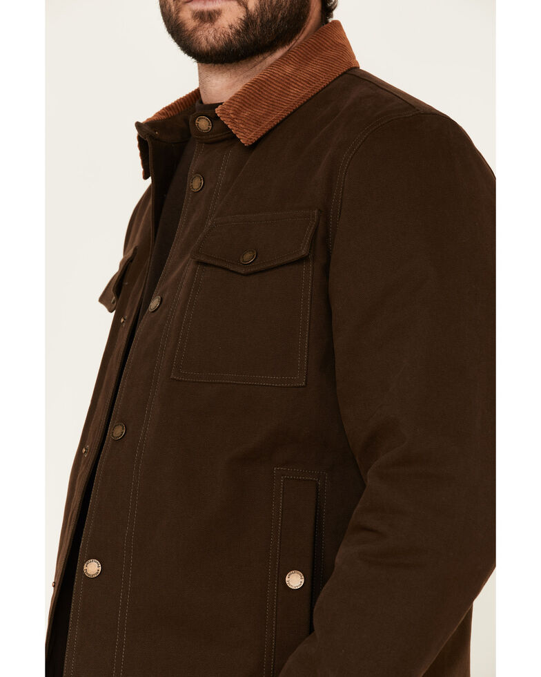 Pendleton Men's Solid Olive Canvas Snap-Down Shirt Jacket, Green/brown, hi-res