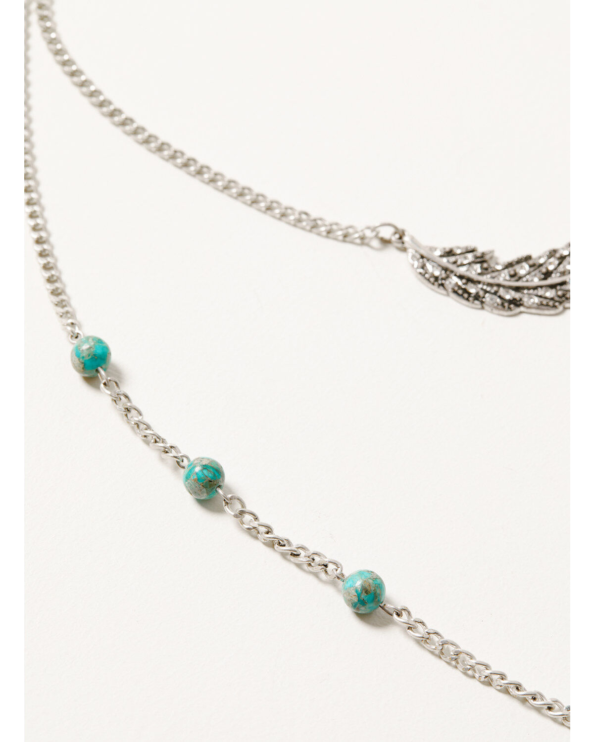 Image #3 - Shyanne Women's Mystic Summer Layered Teardrop & Feather Necklace, Silver, hi-res