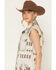 Image #2 - Ashley Women's Southwestern Print Studded Button-Down Long Vest, Grey, hi-res