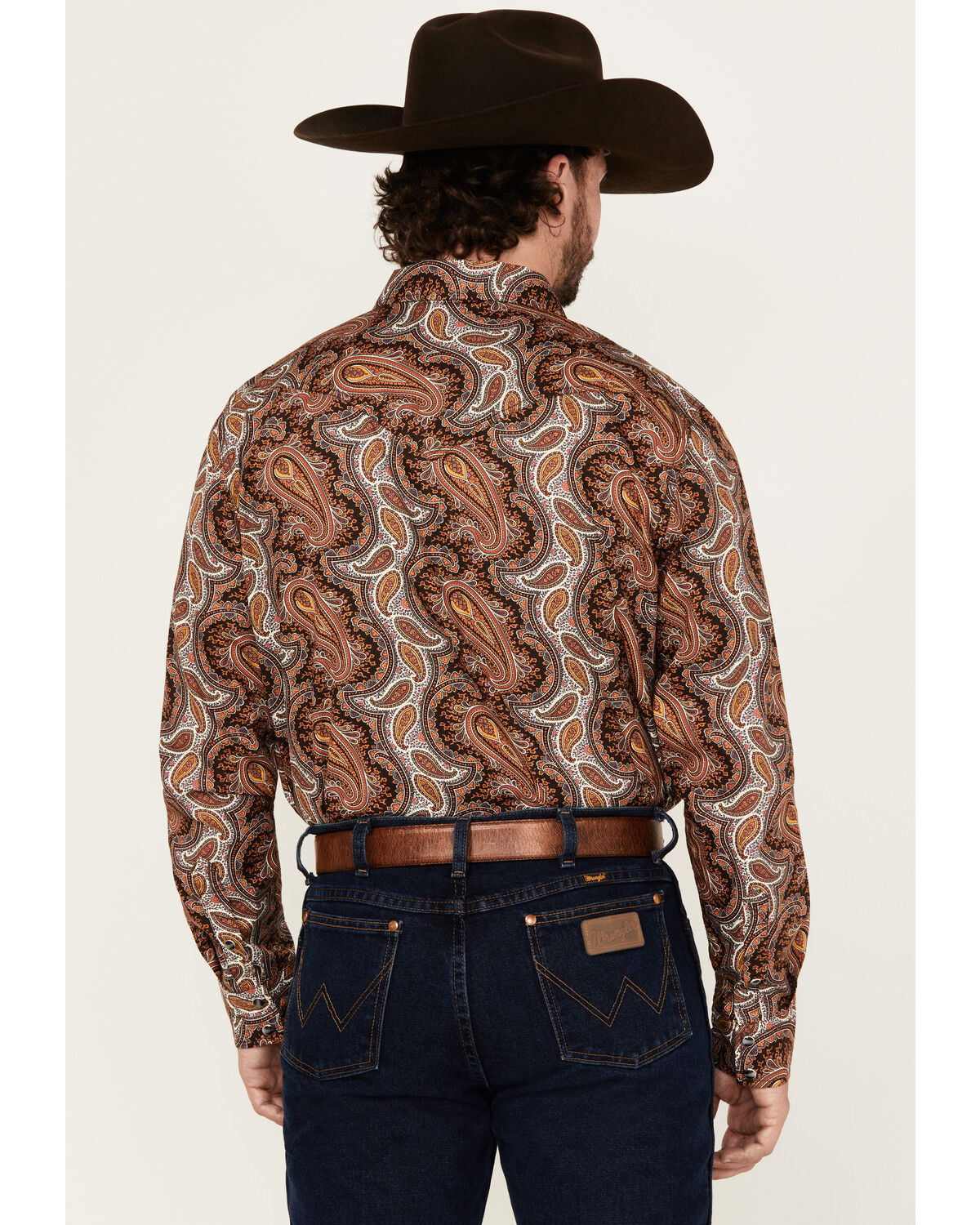 Image #4 - Cody James Men's Dennis Paisley Print Long Sleeve Snap Western Shirt, Rust, hi-res