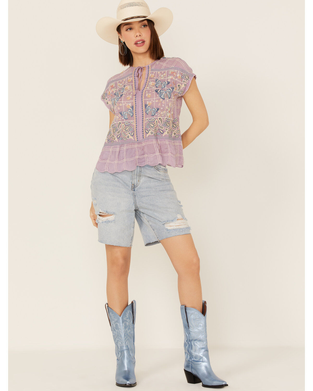 Image #2 - Johnny Was Women's Paise Blouse, Lavender, hi-res