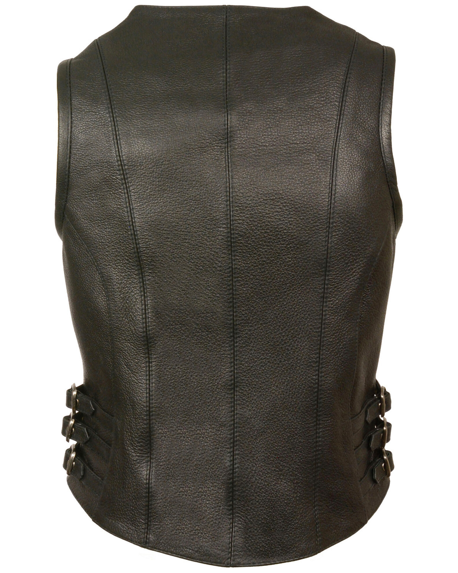 Image #2 - Milwaukee Leather Women's V Neck Zipper Front Side Buckle Vest - 4X, Black, hi-res