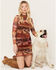 Rock & Roll Denim Women's Mesh Printed Long Sleeve Dress, Rust Copper, hi-res