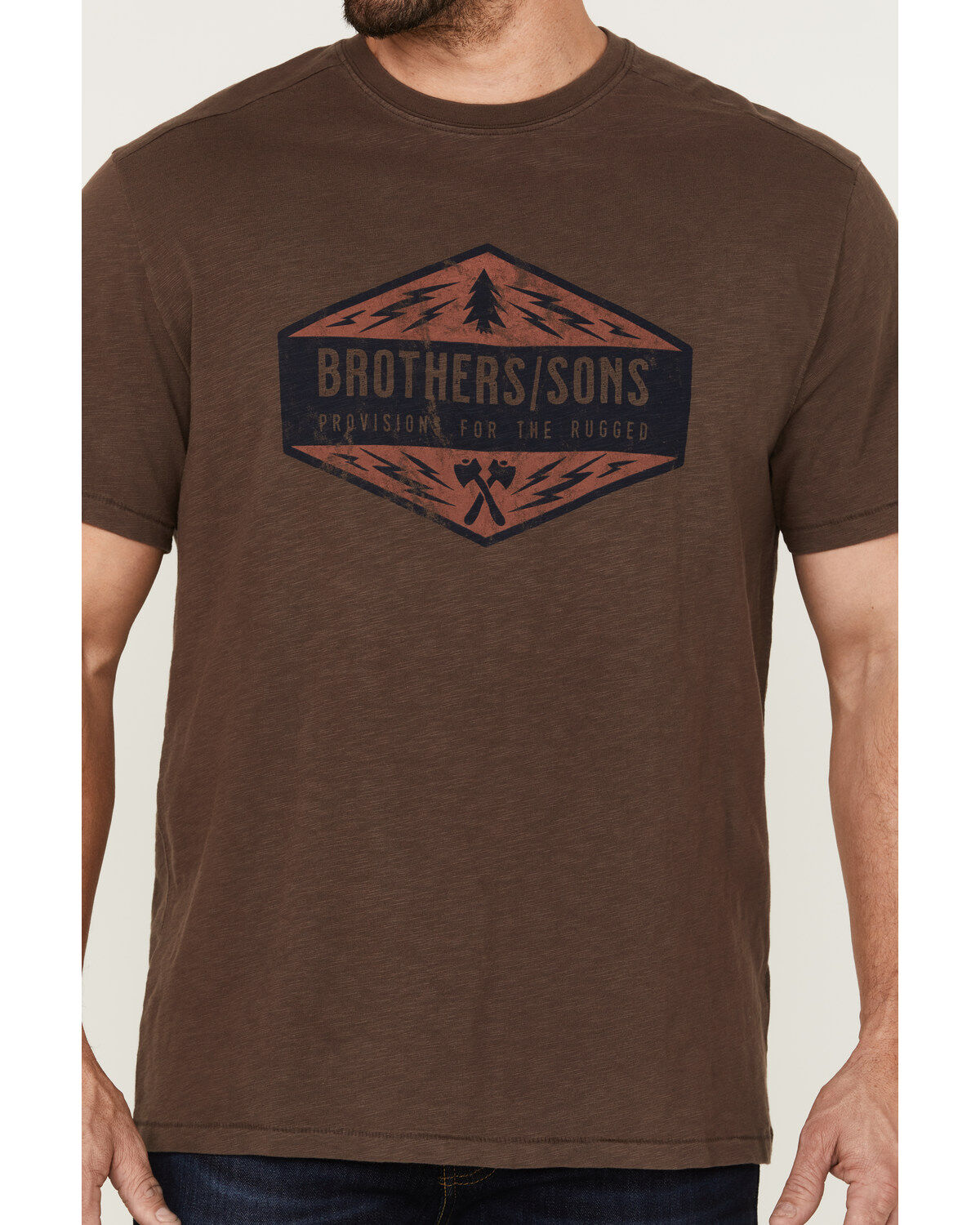 Image #3 - Brothers and Sons Men's Weathered Diamond Logo Slub Graphic T-Shirt, Brown, hi-res