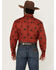 Image #4 - Cowboy Hardware Men's Bronc Conversation Print Long Sleeve Snap Western Shirt, Red, hi-res