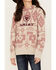 Ariat Girls' Southwestern Print Logo Hoodie, Oatmeal, hi-res