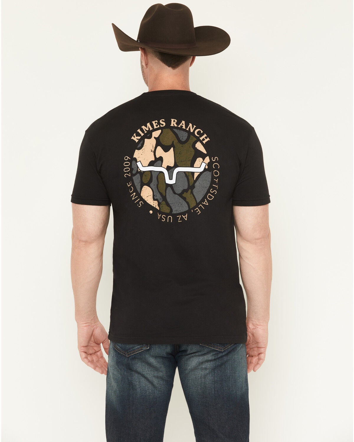Kimes Ranch Men's Duck Camo Logo Short Sleeve Graphic T-Shirt, Black, hi-res