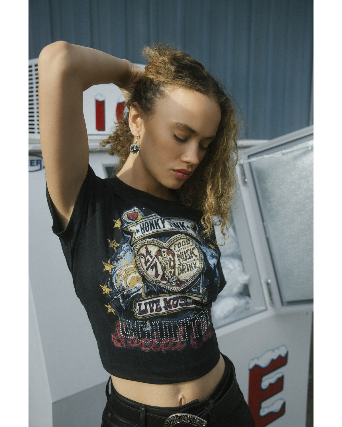 Image #1 - Idyllwind Women's Honky Tonk Country Short Sleeve Graphic Tee, Black, hi-res