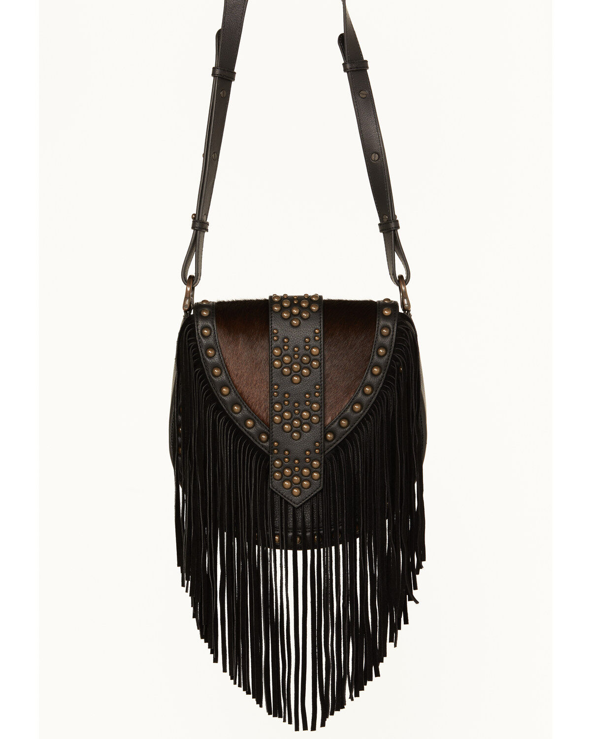 Image #4 - Wonderwest Women's Cowhide Fringe Crossbody Bag, Black, hi-res