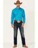 Cinch Men's Solid Long Sleeve Button-Down Western Shirt, Teal, hi-res