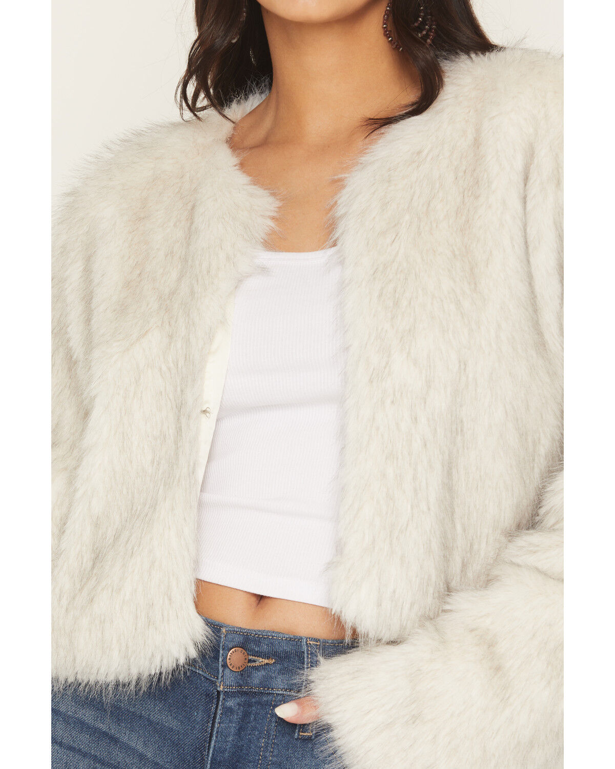 Image #3 - Shyanne Women's Faux Fur Cropped Jacket, Cream, hi-res