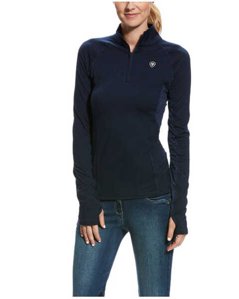 Image #1 - Ariat Women's Lowell 2.0 1/4 Zip Long Sleeve Baselayer Shirt, Navy, hi-res