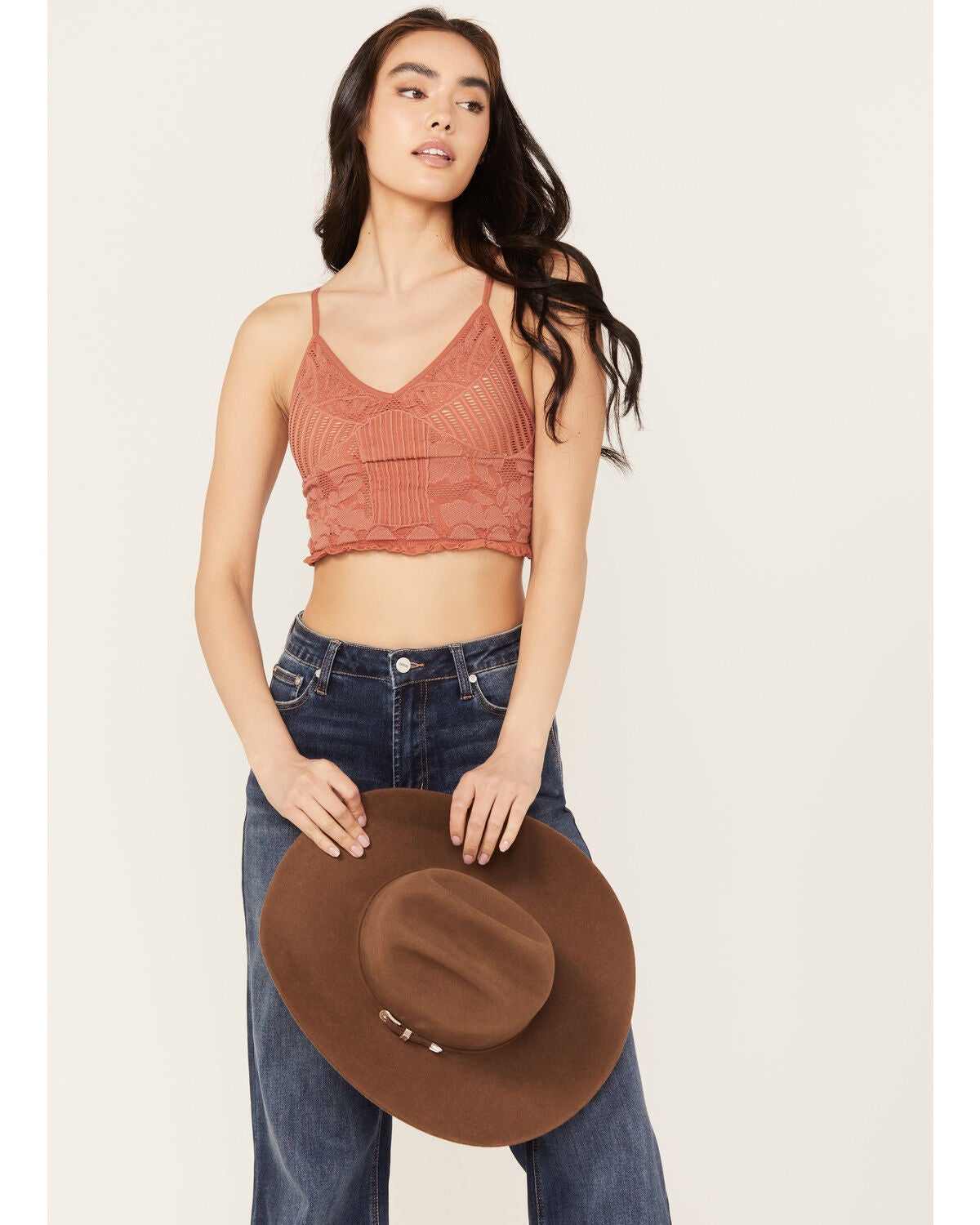 Fornia Women's Floral Lace Bralette, Rust Copper, hi-res