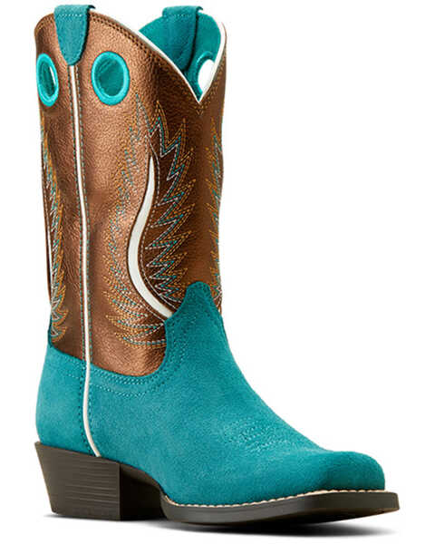 Ariat Boys' Futurity Fort Worth Western Boots - Square Toe , Blue, hi-res
