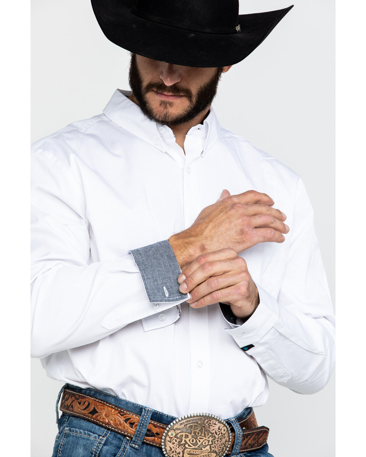 Image #4 - Cody James Core Men's White Solid Long Sleeve Western Shirt, , hi-res