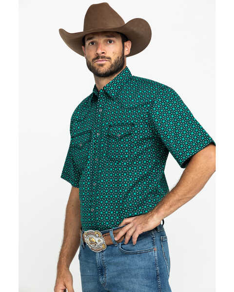 Image #3 - Wrangler 20X Men's Advanced Comfort Green Geo Print Short Sleeve Western Shirt , , hi-res