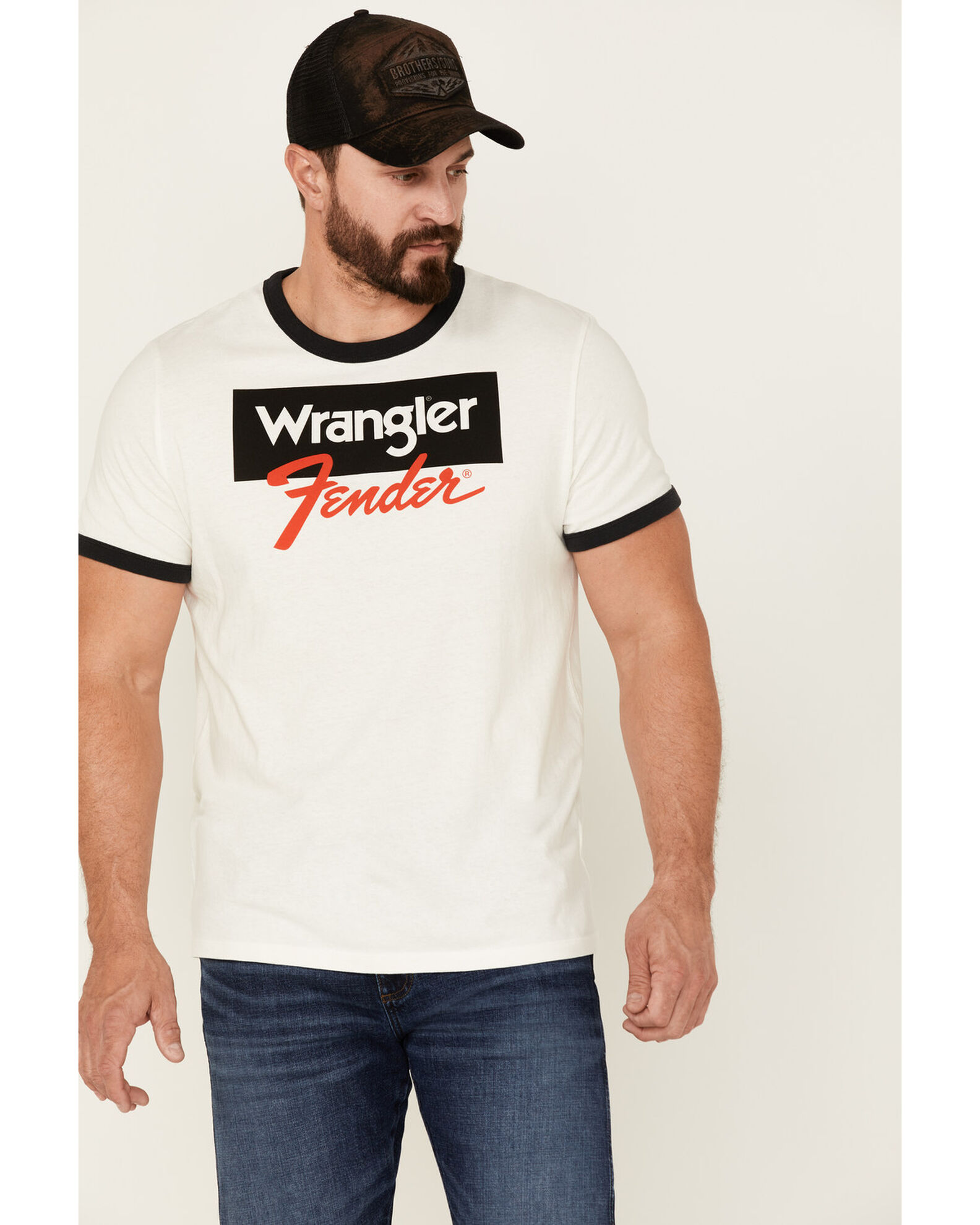 chocola Ijveraar gespannen Wrangler X Fender Men's Logo Graphic Ringer T-Shirt | Boot Barn