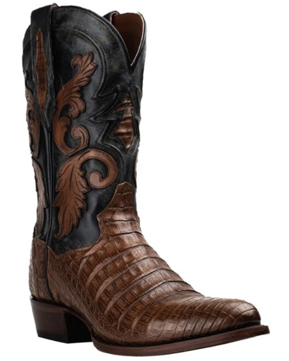 Dan Post Men's Socrates Caiman Exotic Western Boots - Round Toe, Medium Brown, hi-res