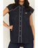 Image #3 - Wrangler Women's Modern Sleeveless Denim Western Shirt, Blue, hi-res