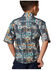 Image #2 - Roper Boys' Hawaiian Floral Print Short Sleeve Snap Western Shirt, Blue, hi-res