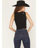 Image #4 - Blue B Women's Star Sequins Denim Vest, Black, hi-res