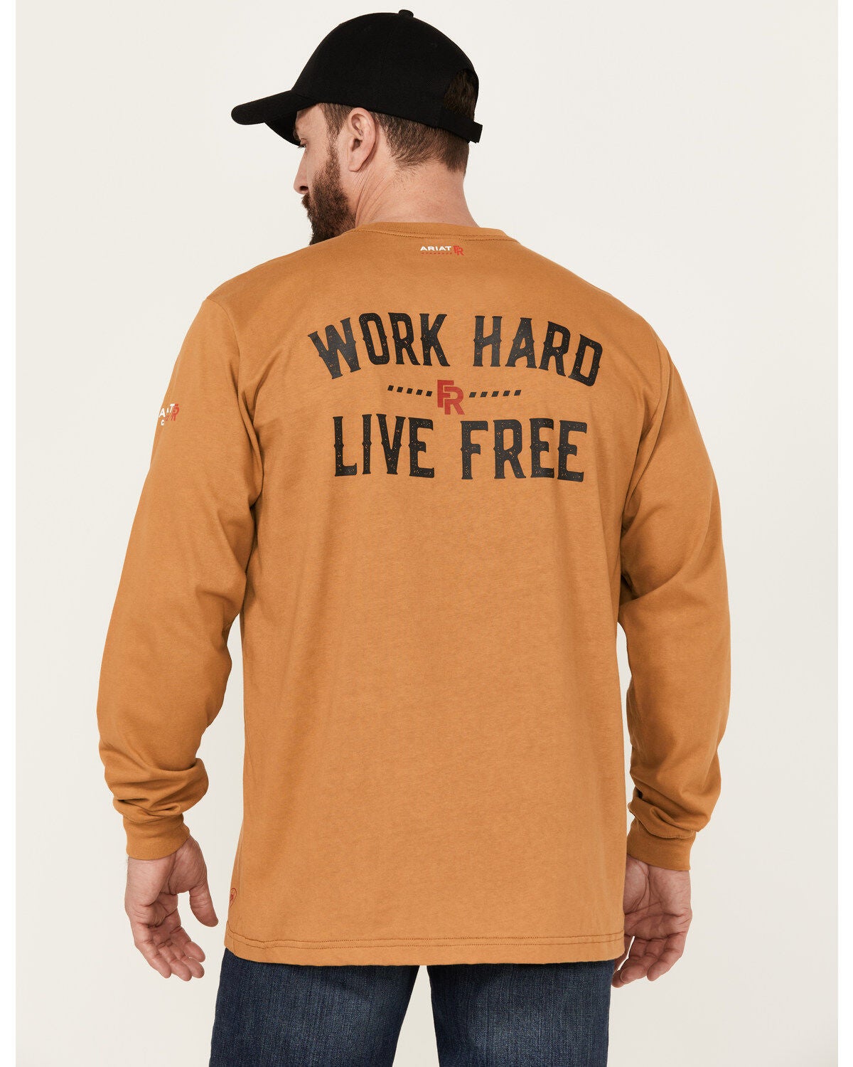 Ariat Men's FR Work Hard Live Free Long Sleeve T-Shirt, Brown, hi-res