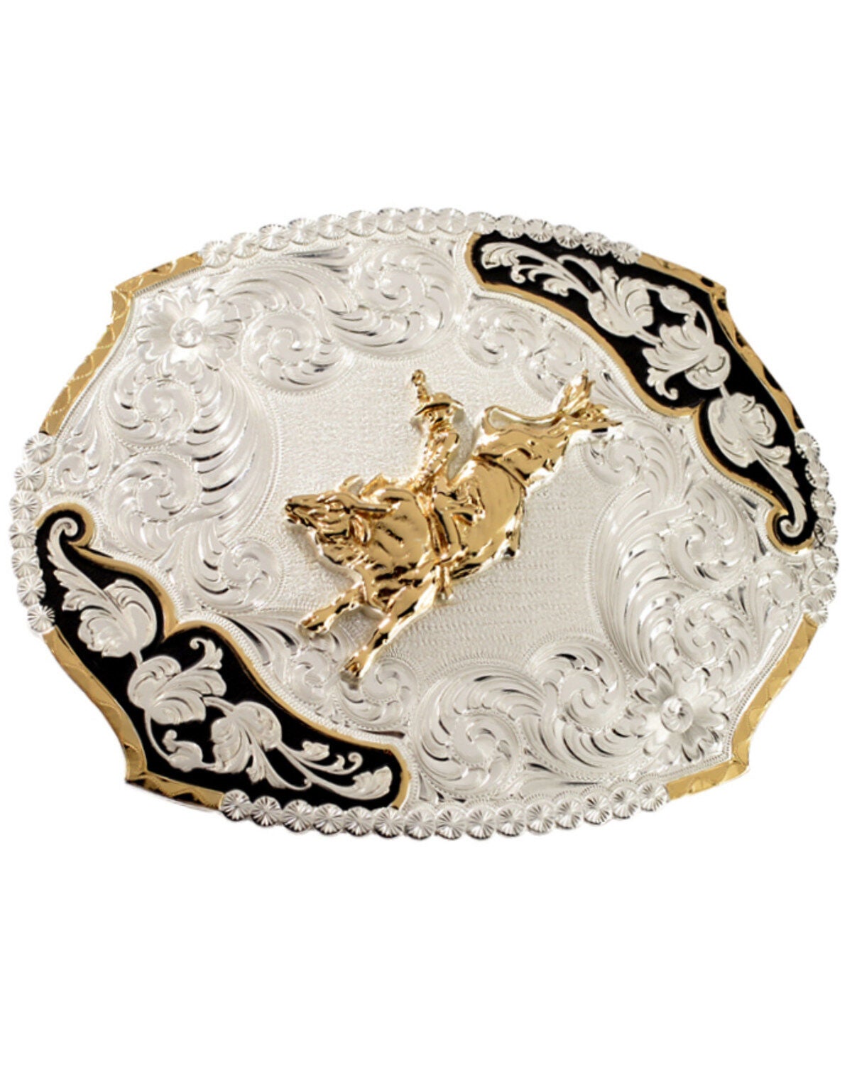 Montana Silversmiths Bucking Bull Belt Buckle, Silver, hi-res