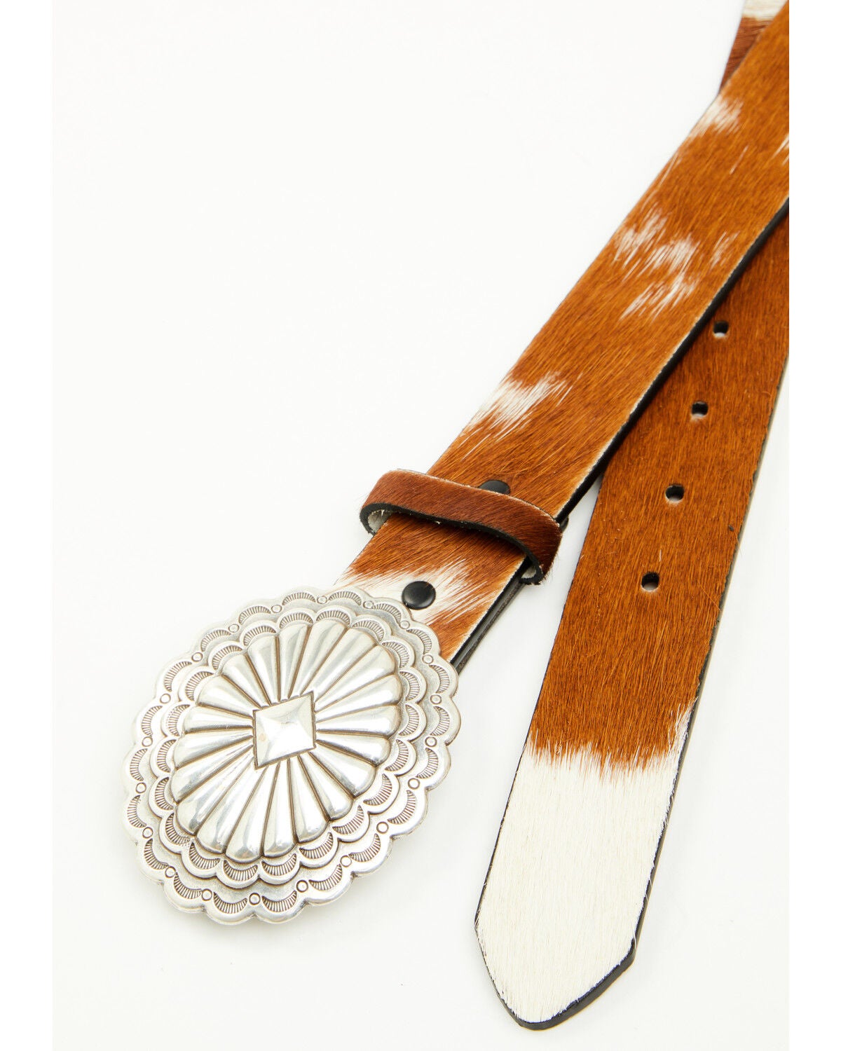 Image #3 - Stetson Women's Hair-On-Hide Southwestern Buckle Belt, Brown, hi-res