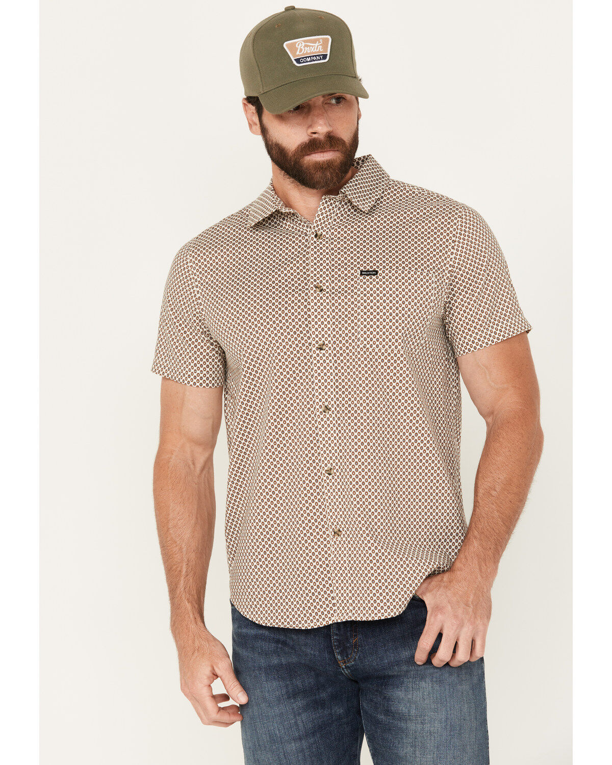 Image #1 - Brixton Men's Charter Geo Print Short Sleeve Button-Down Shirt, , hi-res