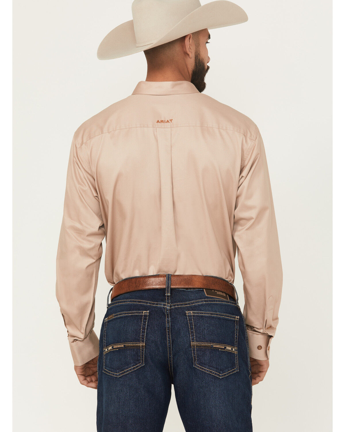 Image #4 - Ariat Men's Khaki Solid Twill Long Sleeve Western Shirt, Khaki, hi-res