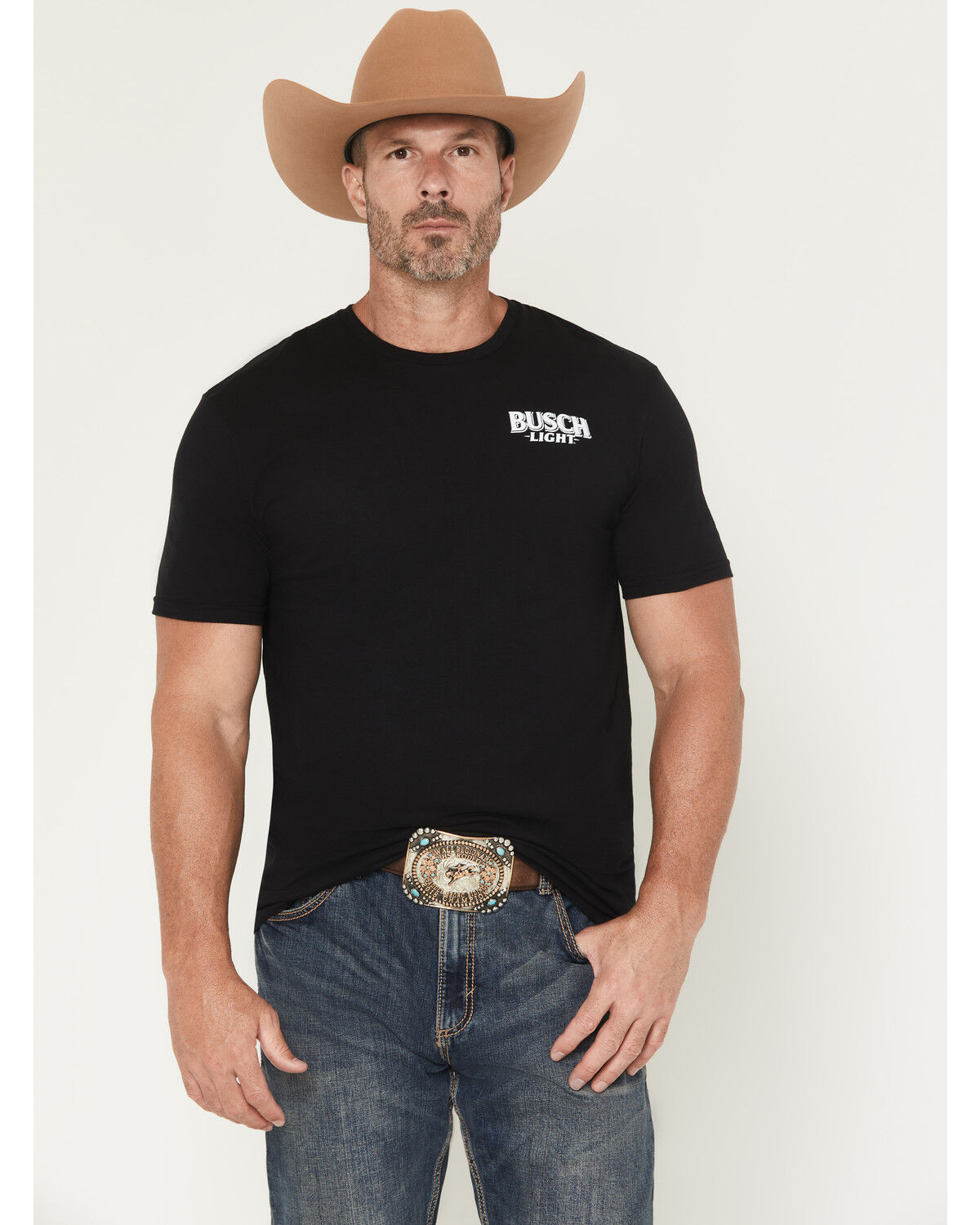 Buckwear Men's Busch Light Neon Cowboy Short Sleeve Graphic T-Shirt