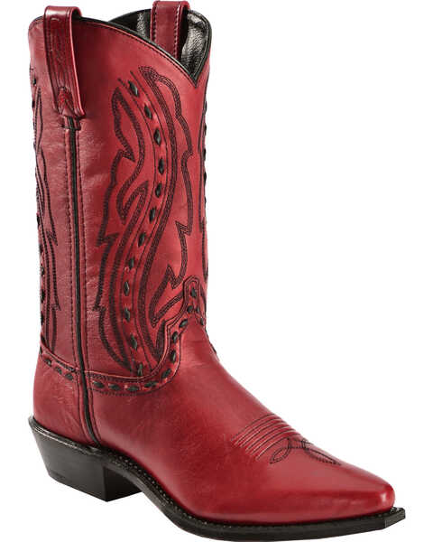 Abilene Women's 11" Hand-Laced Western Boots, Red, hi-res