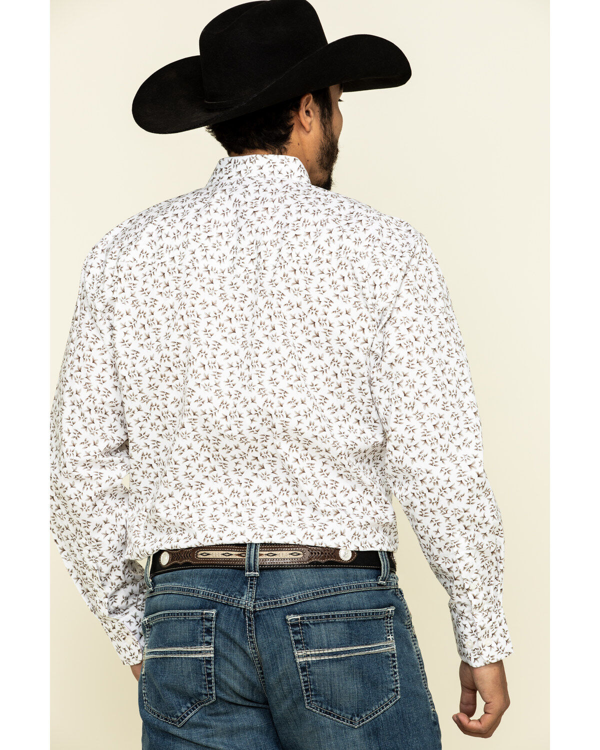 Image #2 - Resistol Men's White Palmetto Floral Print Long Sleeve Western Shirt, White, hi-res