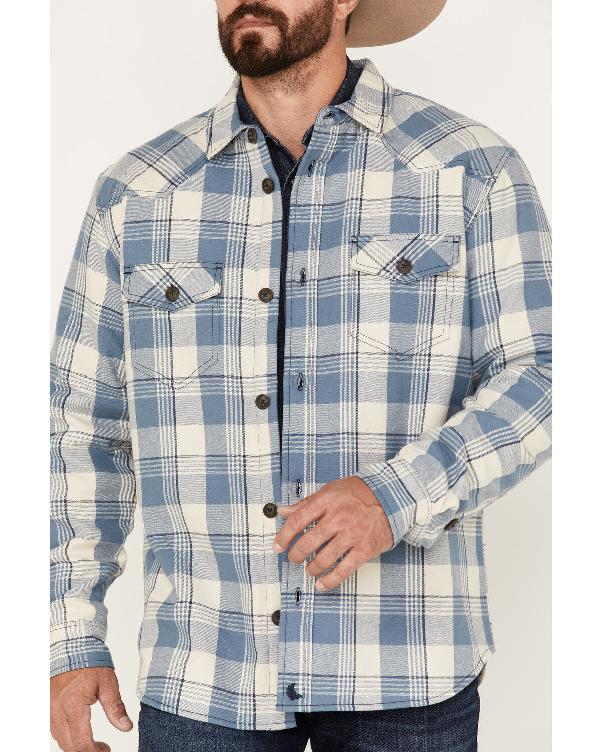Image #3 - Cody James Men's Oregon Trail Plaid Button-Down Bonded Western Flannel Shirt, Grey, hi-res