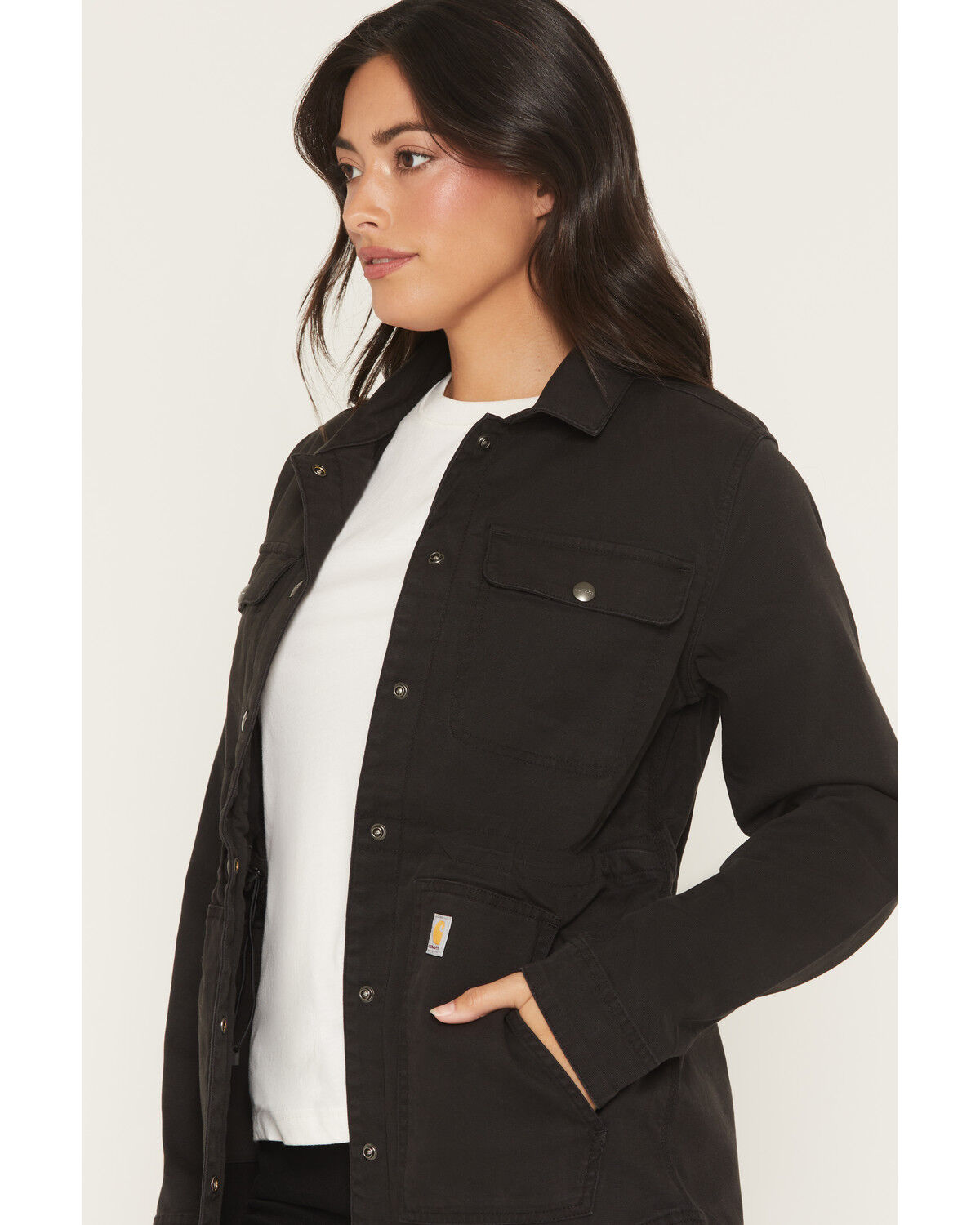 Image #2 - Carhartt Women's Tencel™ Fiber Series Relaxed Canvas Coat, Black, hi-res