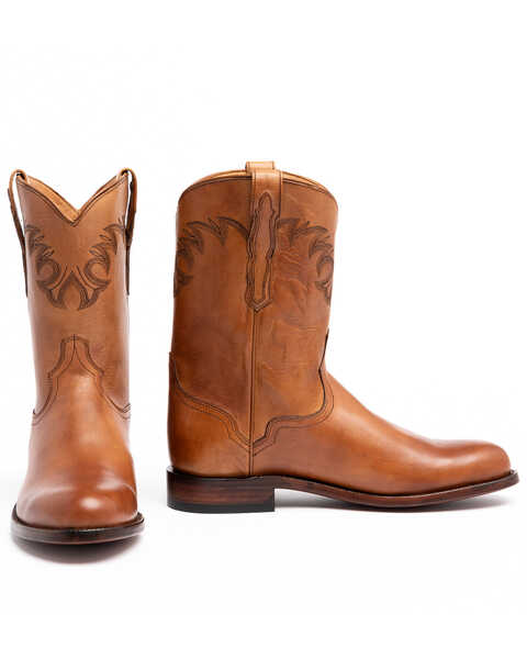 El Dorado Men's Embroidered Round Toe Western Boots, Tan, hi-res