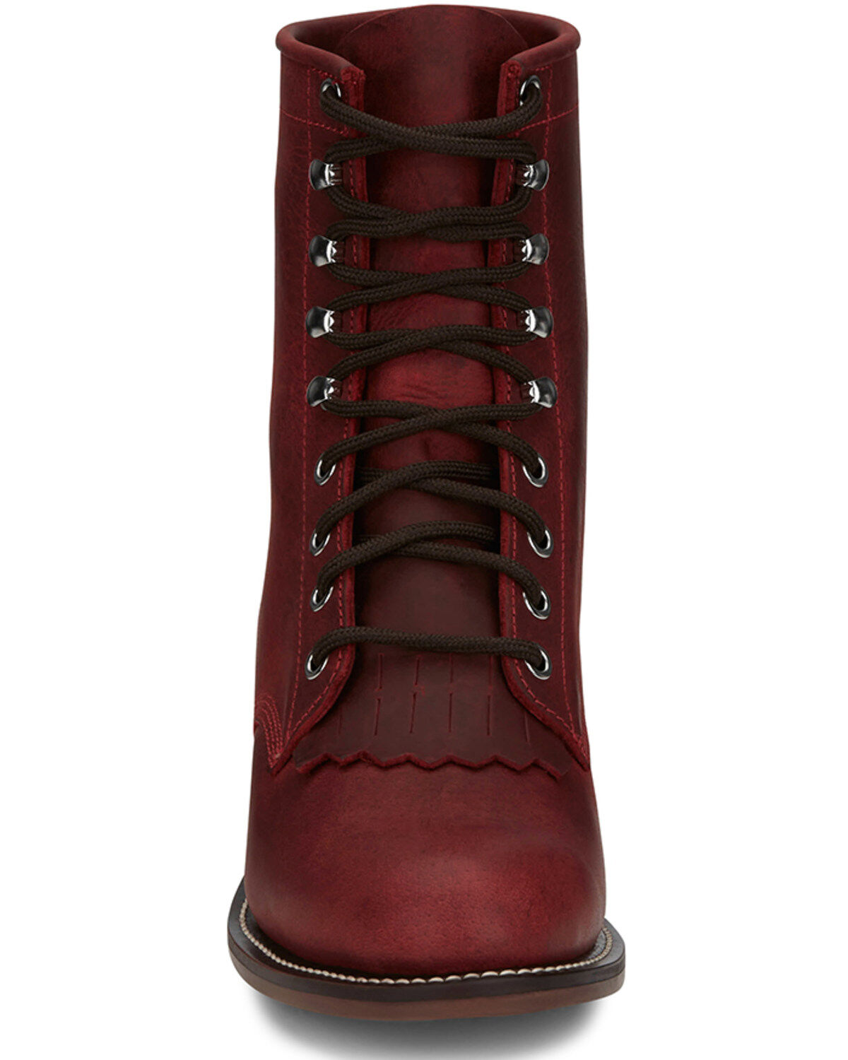 Image #4 - Justin Women's McKean Lace-Up Boots - Round Toe, Red, hi-res