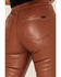 Rock & Roll Denim Women's Pleather High Rise Flare Jeans, Rust Copper, hi-res