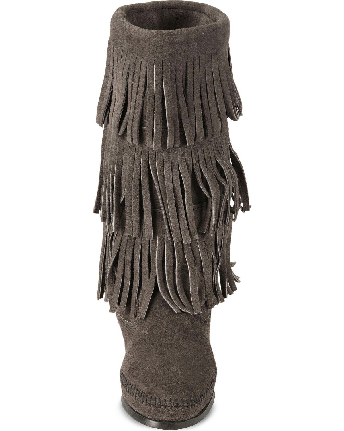 Image #4 - Minnetonka Women's Three Layer Fringe Boots, Grey, hi-res