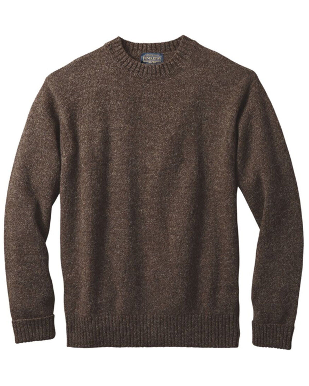 Image #1 - Pendleton Men's Shetland Wool Washable Crew Sweater - Dark Brown, , hi-res