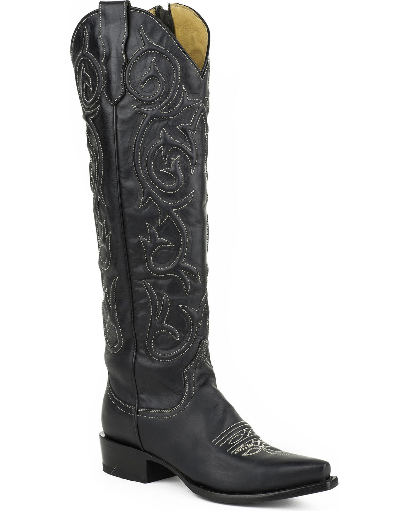 Product Name Stetson Women s Blair Black Corded Side Zip Western Boots Snip Toe