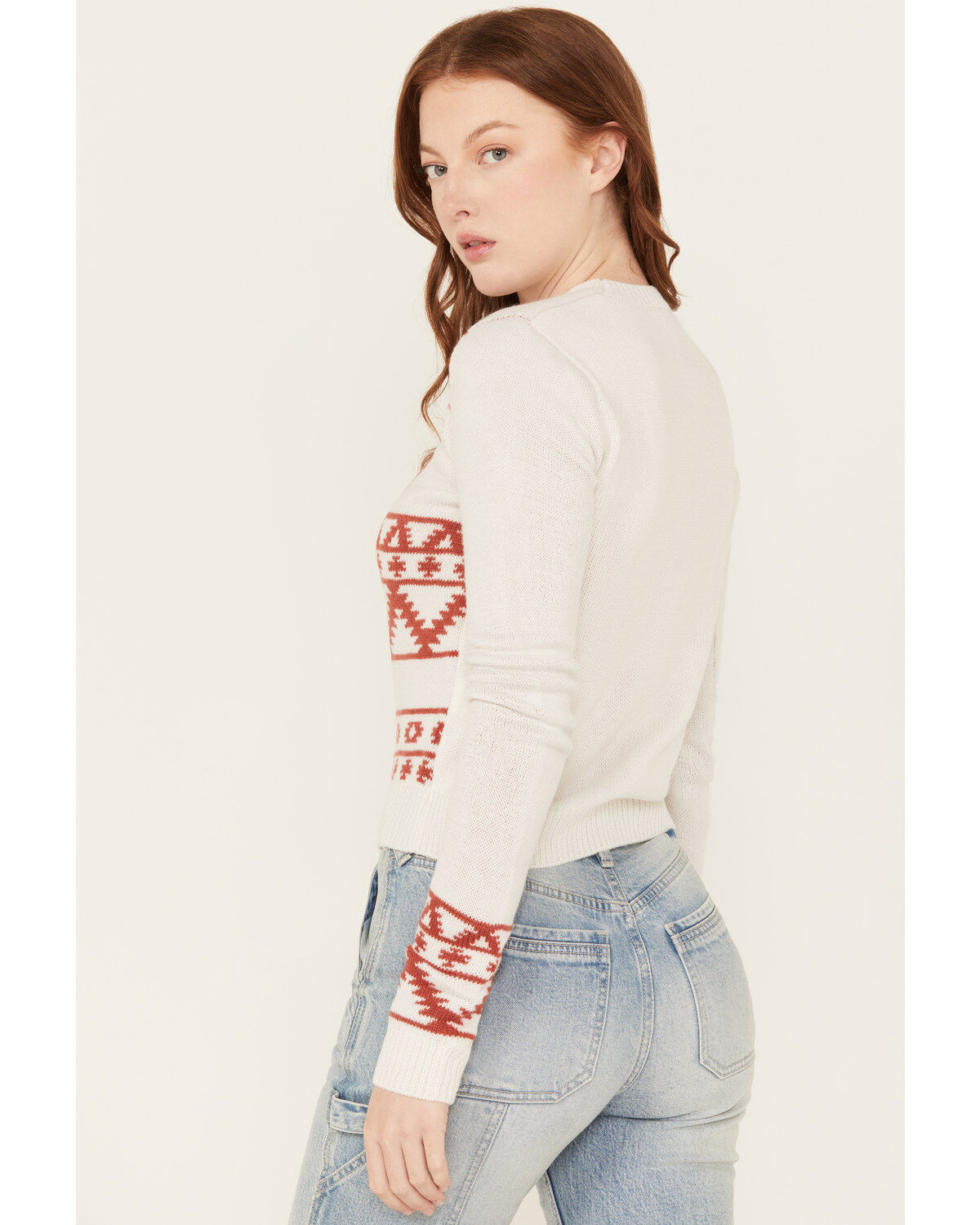 Image #4 - Wrangler Retro Women's Longhorn Horseshoe Long Sleeve Sweater, White, hi-res