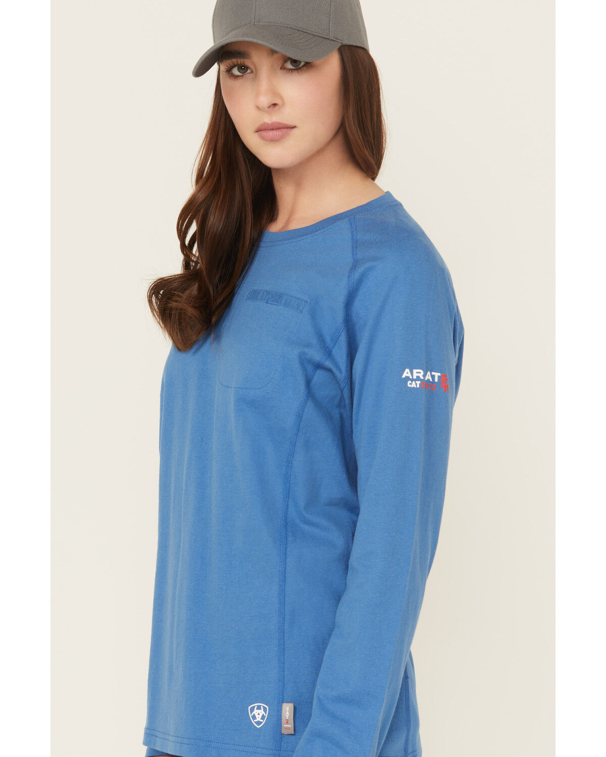 Image #2 - Ariat Women's FR Air Crew Long Sleeve Work Tee, Medium Blue, hi-res