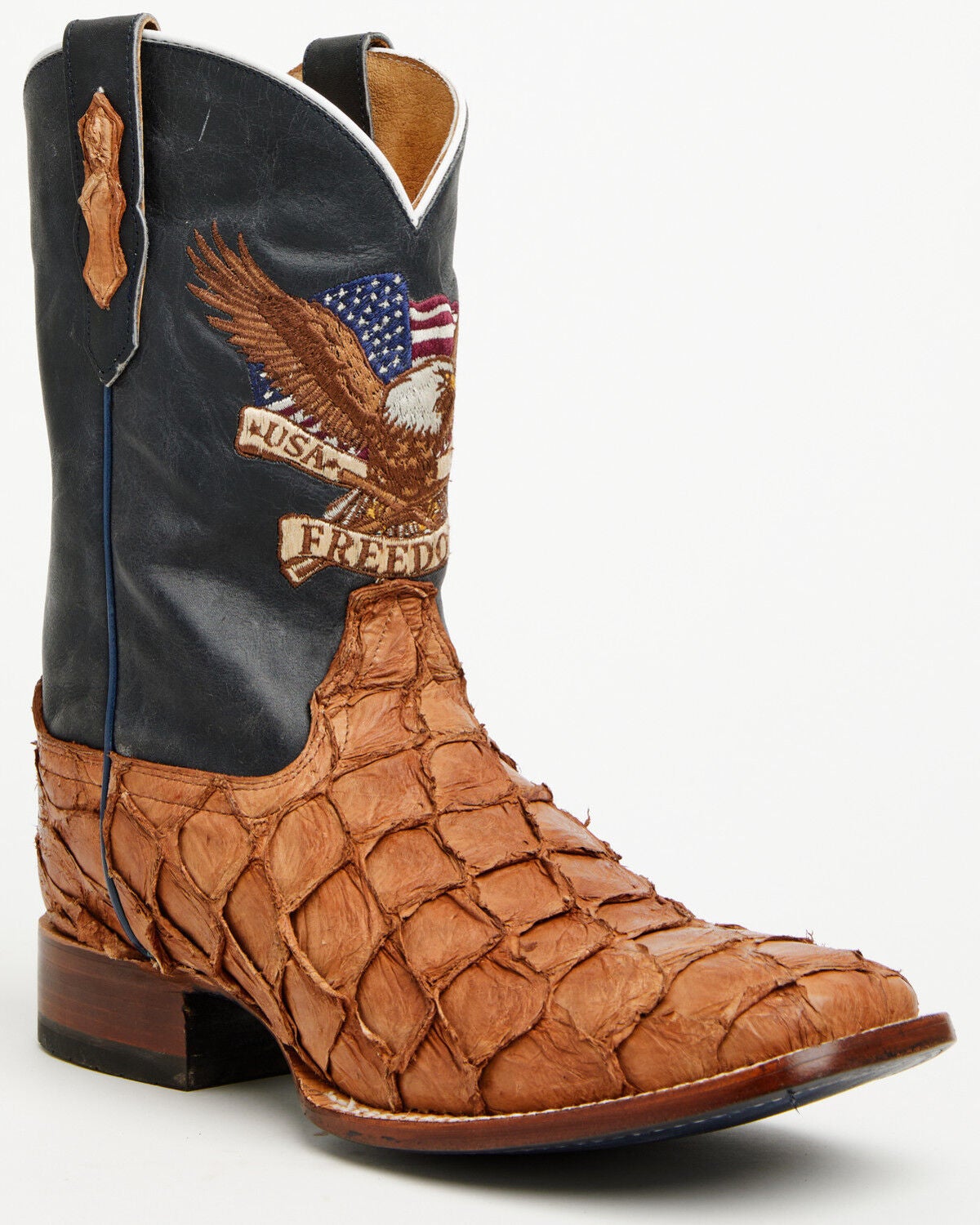 Image #2 - Cody James Men's Freedom Exotic Pirarucu Western Boots - Broad Square Toe, Blue, hi-res
