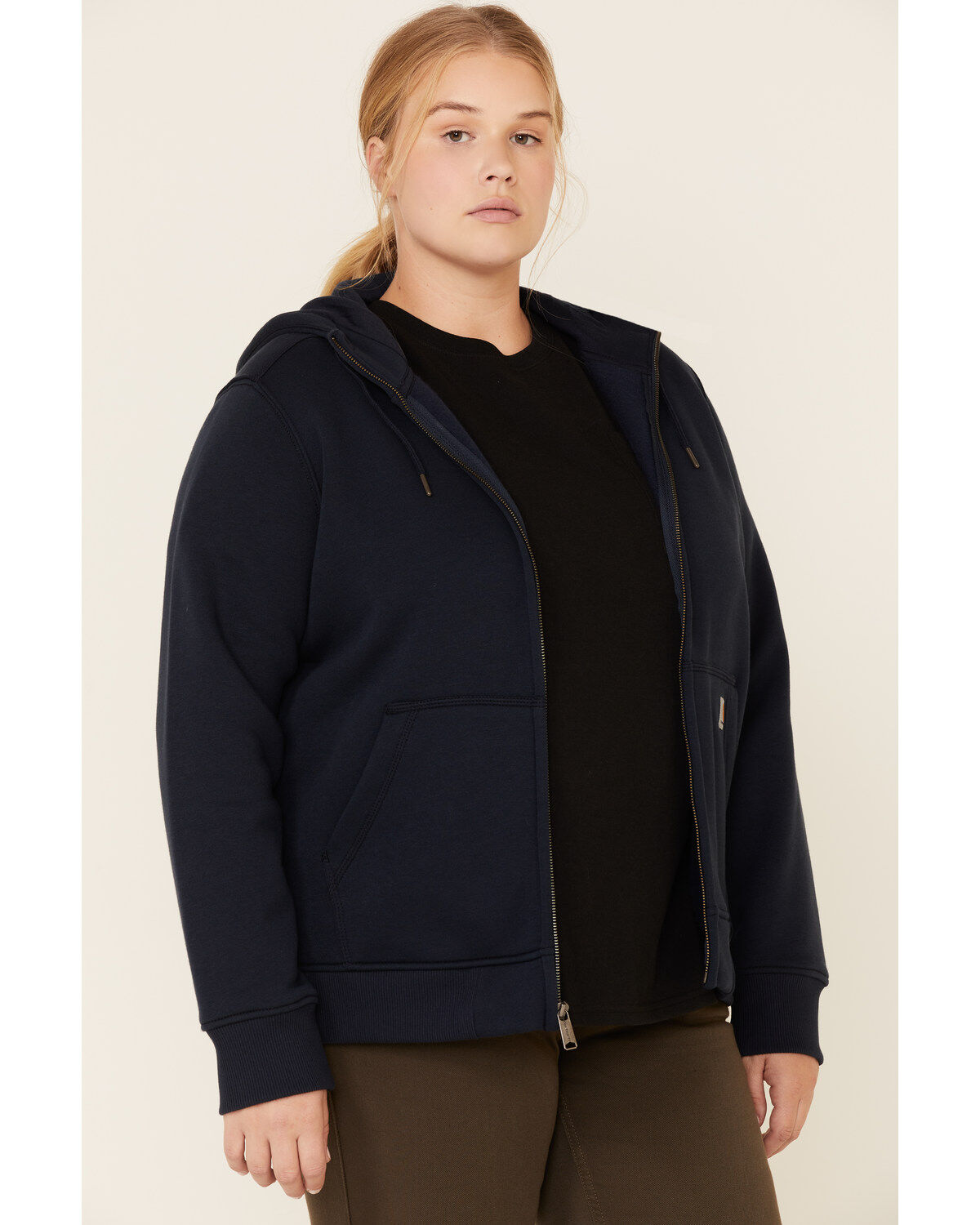 Image #4 - Carhartt Women's Navy Clarksburg Full-Zip Hoodie - Plus, , hi-res
