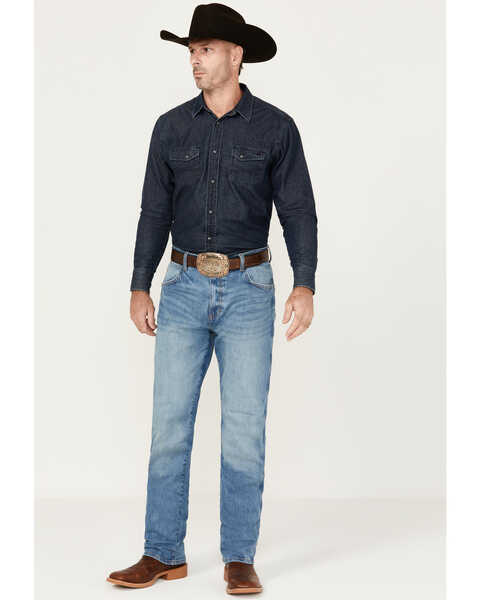 Wrangler Retro Men's Fergus Medium Wash Slim Straight Stretch Denim Jeans, Medium Wash, hi-res