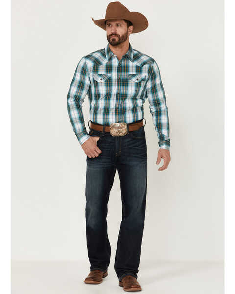 Image #2 - Cody James Men's Mineral Large Plaid Long Sleeve Snap Western Shirt - Big & Tall , Blue, hi-res