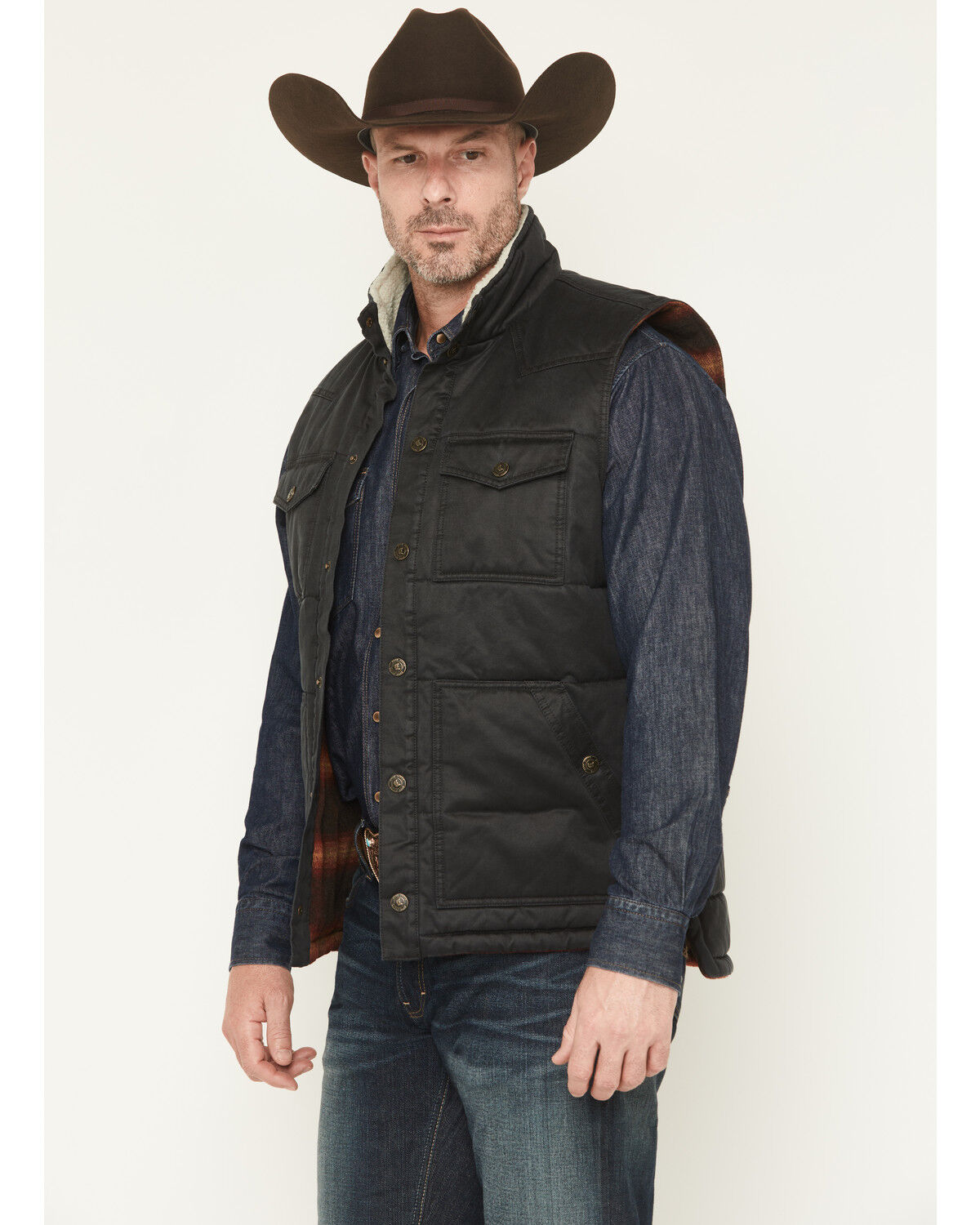 Image #2 - Cody James Men's Oil Slick Snap Lined Vest, Black, hi-res