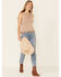 Very J Women's Tassel Trim Knit Sweater Tank Top, Taupe, hi-res