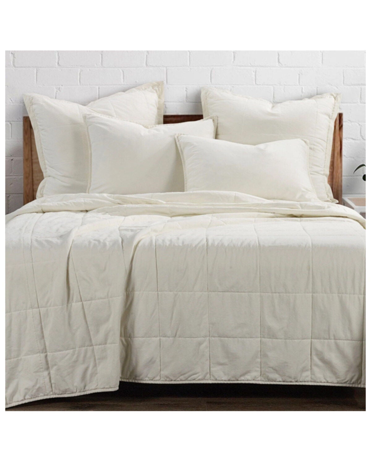 HiEnd Accents Natural Stonewashed Cotton Canvas Full/Queen Coverlet Set, Natural, hi-res